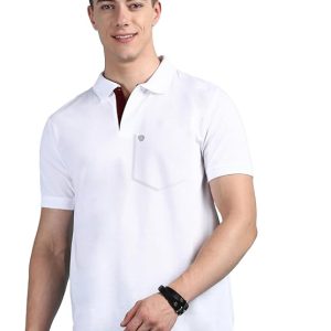 Lux Cozi Men's Half Sleeve Soild Casual Regular Fit T-Shirt with Chest Pocket | Polo Tshirt for Men